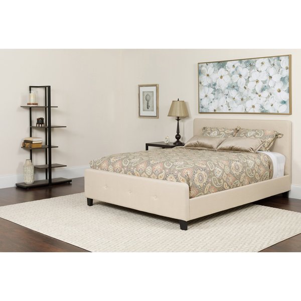 Flash Furniture Platform Bed Set, Tribeca, King, Beige HG-BM-20-GG